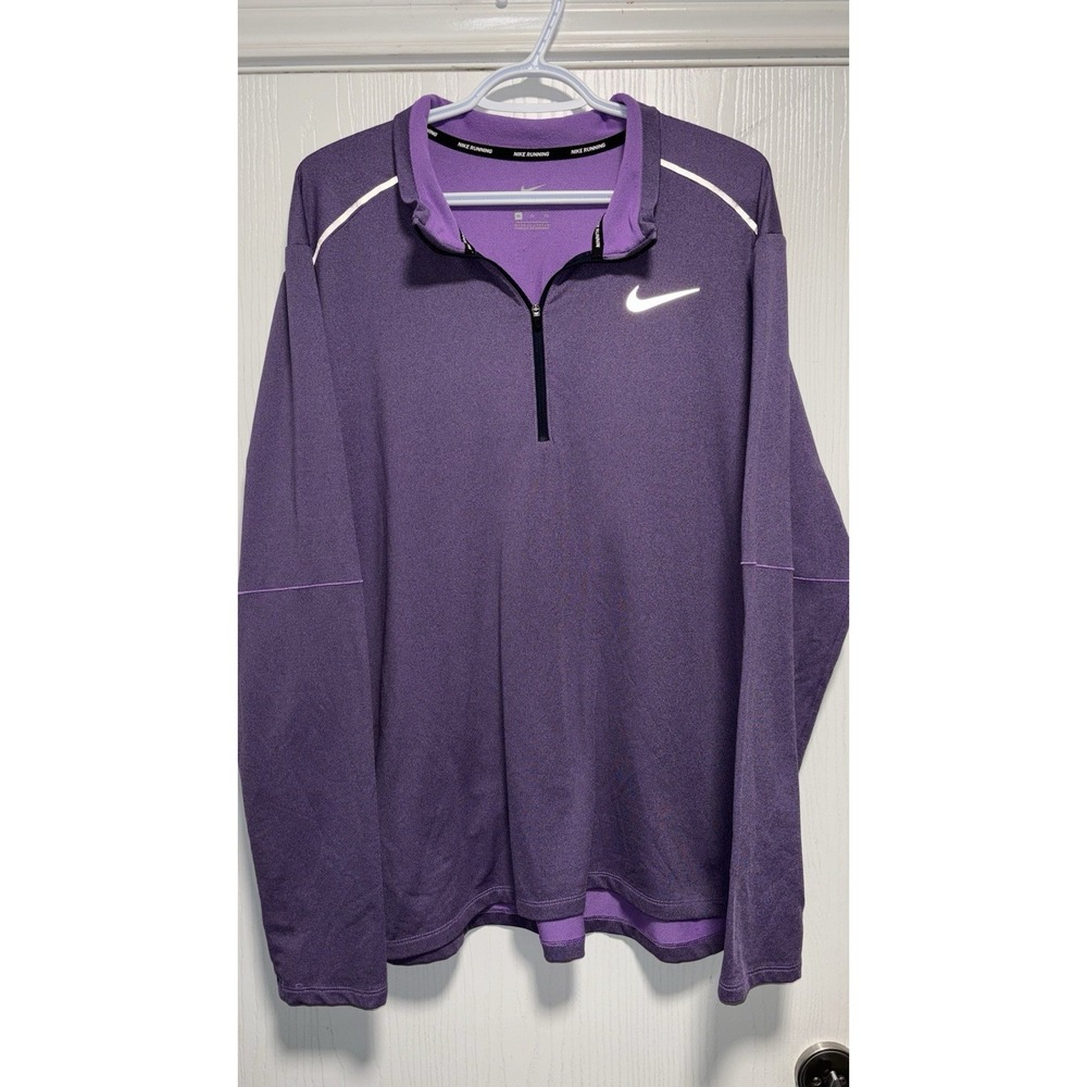 Nike Running Dri-Fit Half Zip Pullover Mens XL Purple Long Sleeve Shirt Athletic